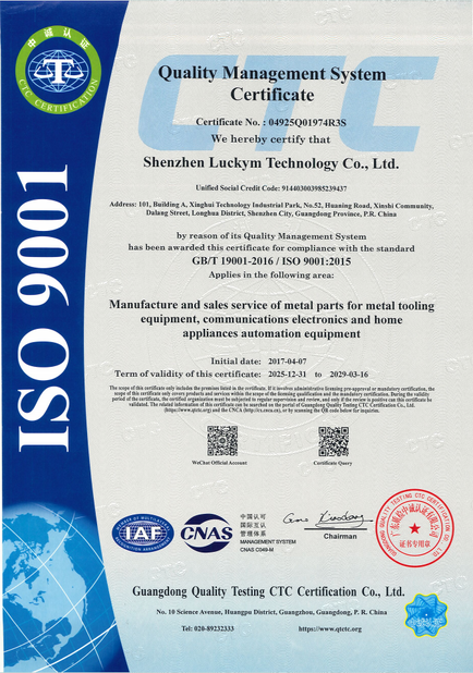 Trung Quốc Shenzhen Luckym Technology Co., Ltd. Chứng chỉ